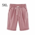 thumbnail image 4 of Qarigey Pantalones cortos Cintura elástica Pantalones cortos sueltos Pantalones Cintura elástica Sueltos Trajes de verano para mujer Prendas para la parte inferior del cuerpo Rosa 5XL Qarigey AP002089-37, 4 of 5
