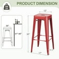 thumbnail image 6 of VINEEGO 30 inches Metal Bar Stools High Backless Stackable Stools Indoor-Outdoor Counter Stools Set of 4 (Red), 6 of 7