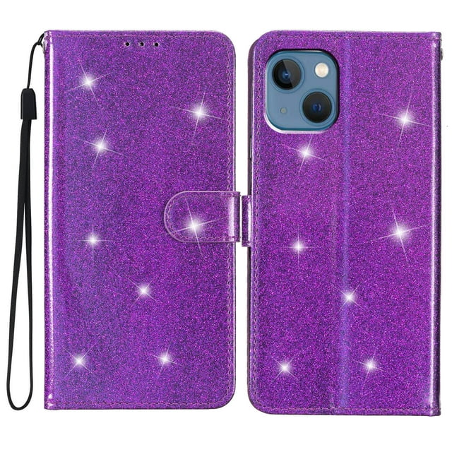 Compatible avec iPhone 13 Mini Étui Portefeuille Scintillant à Paillettes avec Étui à Rabat à Poche pour Carte