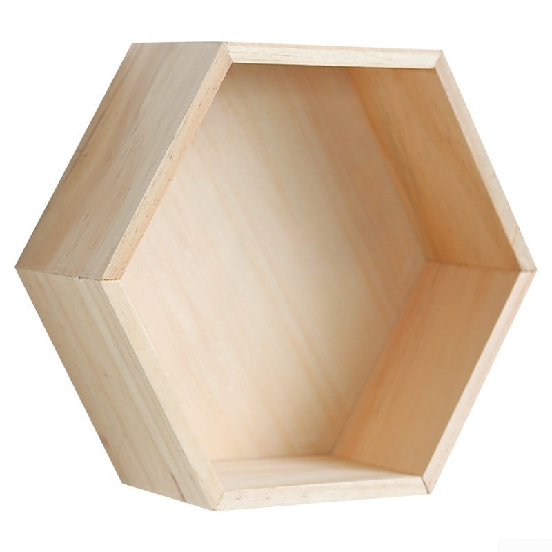 Hexagon Floating Shelves Bookshelf Wall Mount Shelf Display Home Office
