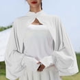 thumbnail image 3 of Womens Summer SPF Long Sleeve Cover Ups Cooling Shawl Neck Arm Sleeves UV Protection Cape Cloak Shrug with Thumb Hole White Free Size, 3 of 6