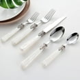 thumbnail image 2 of 18/10 Stainless Steel Flatware set, 5-piece Silverware Set(White Pearl Silverware 5 pcs set), 2 of 5