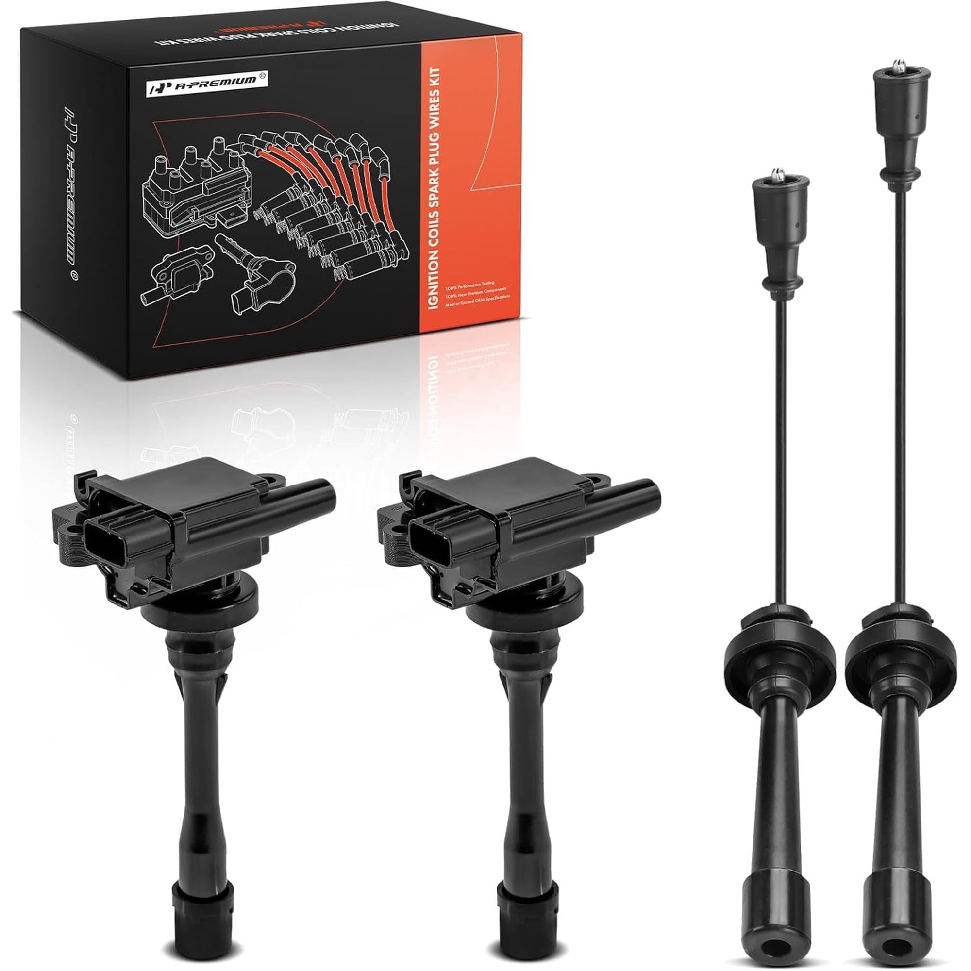 A-Premium 2 Ignition Coils with 2 Wire Compatible with Mitsubishi Outlander 2003, Mirage 1997-2002, Lancer, Eclipse, Galant & Chrysler Sebring & Dodge Stratus, 1.8L 2.0L 2.4L