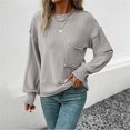 thumbnail image 2 of Baqcunre Women's Clothing, Womens Tops 2025 Oversized Long Sleeve Crewneck Waffle Knit Shirts Business Casual Blouses Basic Shirts Valentines Day Gifts, 1Pc Sweater Gray L, 2 of 6