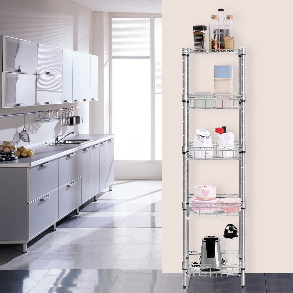 5Tier Wire Shelving 5 Shelves Unit Metal Storage Rack Durable Organizer Perfect for Pantry