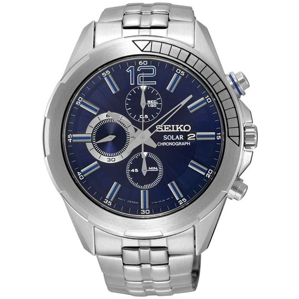seiko solar chronograph blue dial