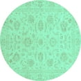 thumbnail image 1 of Ahgly Company Indoor Round Oriental Turquoise Blue Traditional Area Rugs, 6' Round, 1 of 4