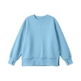 thumbnail image 3 of Falkdiz Long Sleeve With Mitten-Style Cuffs Shirts for Girls Outdoor Winter Tops Warm Comfy Casual Solid Color Girls Pullover Crew Neck , Light Blue , Size: 5-6 Years, 3 of 7