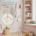 thumbnail image 4 of LEDREM Free-Standing Tree Coat Rack, Solid Wood with 8 Hooks, Adjustable 3-Section Height, for Hats,Bags,Clothes, Stable Triangular Base, Space-Saving, Jelly Pink, 4 of 5