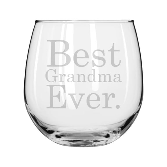 Wine Glass for Red or White Wine Gift Best Grandma Ever (16 oz Stemless)