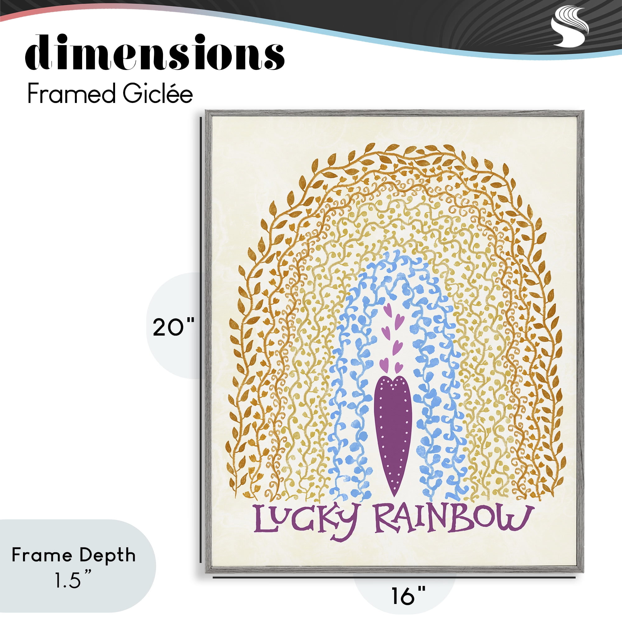 Stupell Industries Boho Lucky Rainbow Gray Framed Giclee Art, design by Connie Summers