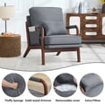thumbnail image 3 of Ebello Mid-Century Modern Accent Chair, Upholstered Reading Armchair with Side Storage Pocket & Waist Cushion for Living Room Bedroom, Easy Assembly, Gray, Set of 2, 3 of 10
