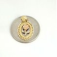 thumbnail image 3 of 14k tri color solid Gold oval rose flower Pendant charm fine gift jewelry 1.1g, 3 of 10