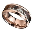 thumbnail image 3 of Wedding Ring Men 8mm RoseGold Hunter Deer Family Stag Hunting Tungsten Band, 3 of 4