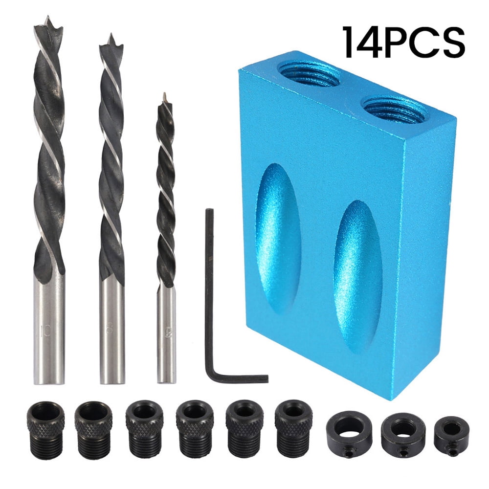14pcs/Set 15° Pocket Hole Screw Jig with Dowel Drill Carpenters Wood Joint Tools 
