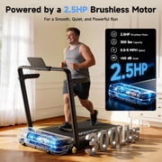 YPOO Foldable Treadmill with Incline, 2.5HP Portable Walking Pad with Handle for Home Office, LED Display, Remote Control and 300 lbs Capacity