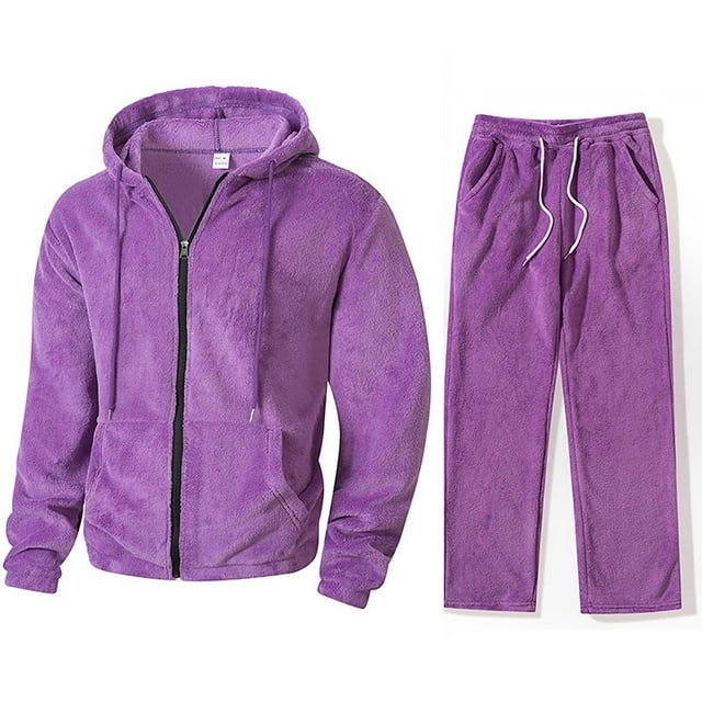 Ceisia Men's Loose Fit Fleece Tracksuit Set Full-Zip Hooded Jacket with Elastic Waist Drawstring Pants Gifts