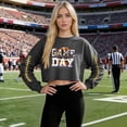 thumbnail image 5 of Mifsaly Football Tee Women Football Graphic Cropped Sweatshirts Crewneck Long Sleeve Pullover Team Fans Game Day Sweatshirt S, 5 of 5