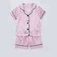 thumbnail image 2 of Ruyang Boys Girls Satin Shirts Set Classic Silk Short Sleeve Tshirt Bbutton Down Top Tees+Shorts Casual Summer Outfits, 2 of 4