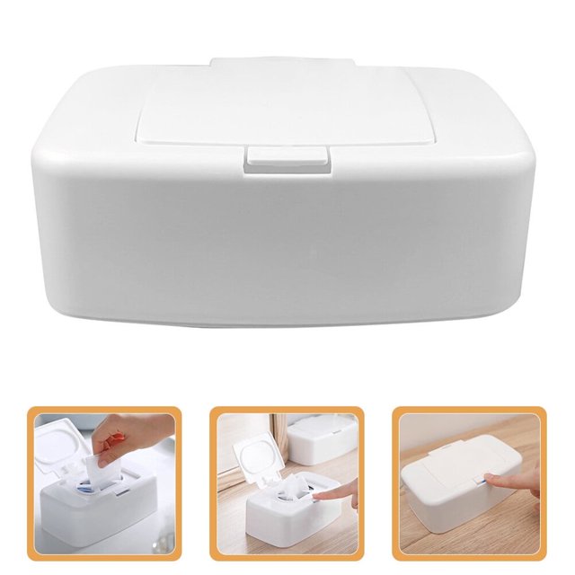 LOVEVER Baby Wipes Dispenser Wipe Holder for Baby & Adult Keeps Wet Tissue Fresh Non-Slip Wipes Case Wipe Container with Sealing Design Lid (1-White)