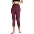 thumbnail image 5 of Cadmus Womens 3 Pack High Waist Tummy Control Capri Yoga Leggings with Pockets, Black & Navy Blue & Wine Red, M, 5 of 7
