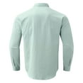 thumbnail image 4 of Durtebeua Mens Casual Long Sleeve Cotton Linen Shirts Buttons Down Solid Plain Roll-Up Sleeve Summer Beach Shirts Green,L, 4 of 4