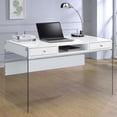 thumbnail image 2 of Scranton & Co Contemporary Wood/Glass Computer Desk in Glossy White, 2 of 9