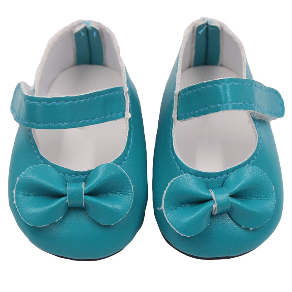 1Pair White Pu Bow Shoes Dolls Accessories Suitable Inch For 18 Girl Dolls 