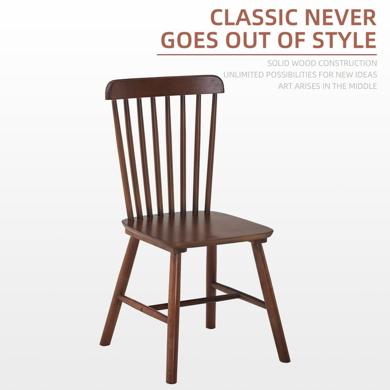 Set of 4 Rubber Wood Dining Chairs Brown