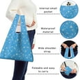 thumbnail image 5 of 5 Pack Foldable Shopping Bag,Blue Christmas Snowflake Pattern Reusable Grocery Bags with Pockets,Large Reusable Tote Bags with Handles Waterproof & Lightweight, 5 of 6