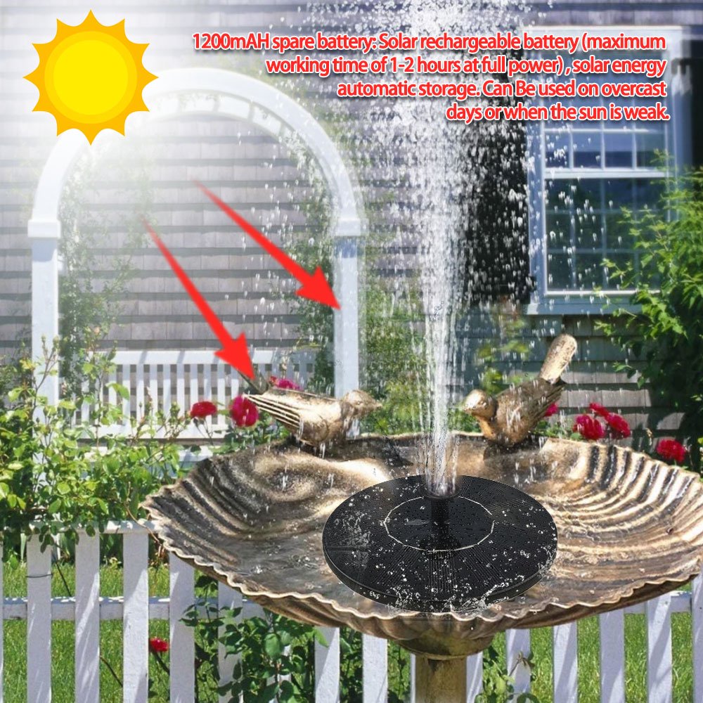 Fontaine Solaire Pour Oiseaux - Forme Fleur Avec Cascade - Pour Jardin, Balcon, étang - Fonctionne à L'énergie Solaire - 3