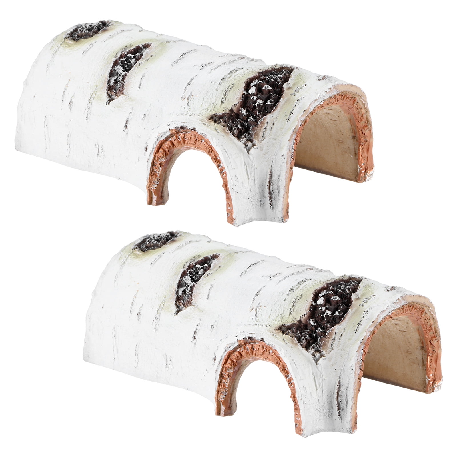 2-Pack Reptile Hide Basking Platform, Medium White Resin Reptile Tank Decor, Bearded Dragon Tank Accessories for Turtle, Gecko