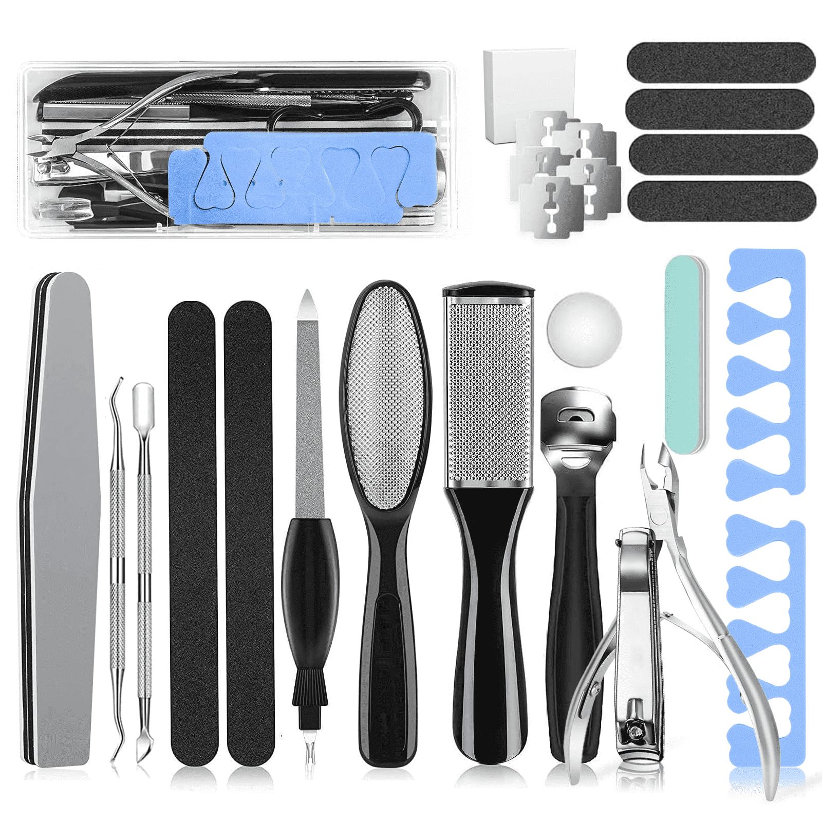 FVSA Nail Kit, 20 in 1 Pedicure Kit: Foot Scrub, Callus Remover, Cuticle Care, Toe Clippers, More for Manicure and Pedicure