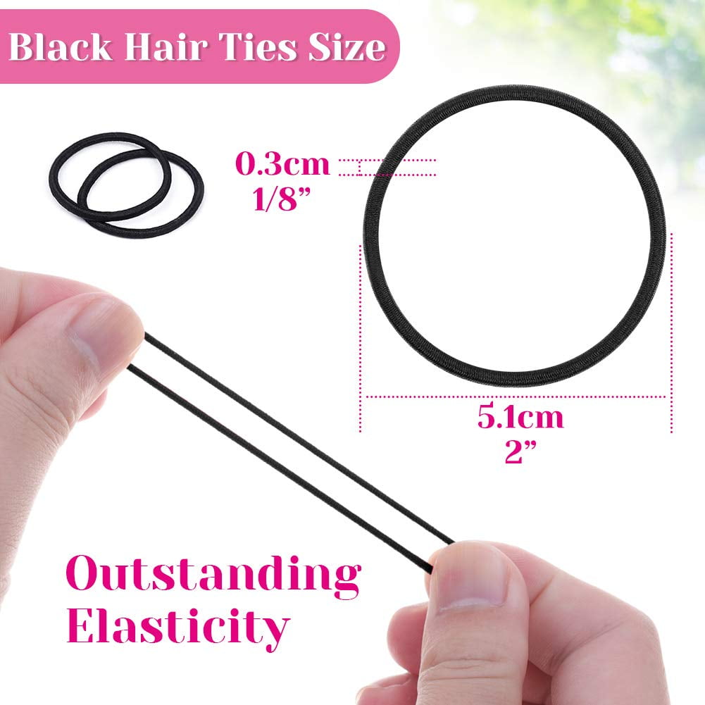 250 Pcs Black Elastics Small Hair Ties Elastics Small Hair Rubber Bands Accessories Ponytail Holders for Women Girls Baby Toddlers Men with Thick Straight Curly Hair, 4 mm