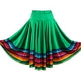 thumbnail image 6 of Aislor Women's High Waist Colorful Stripe Hem Skirt Embroidered Ballroom Dance Folk Dancing Clothing Green 55cm 4XL, 6 of 7