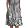 thumbnail image 4 of FASHIONWT Women Vintage Easter Printed Short Sleeve Crewneck Midi Pockets Dress, 4 of 4