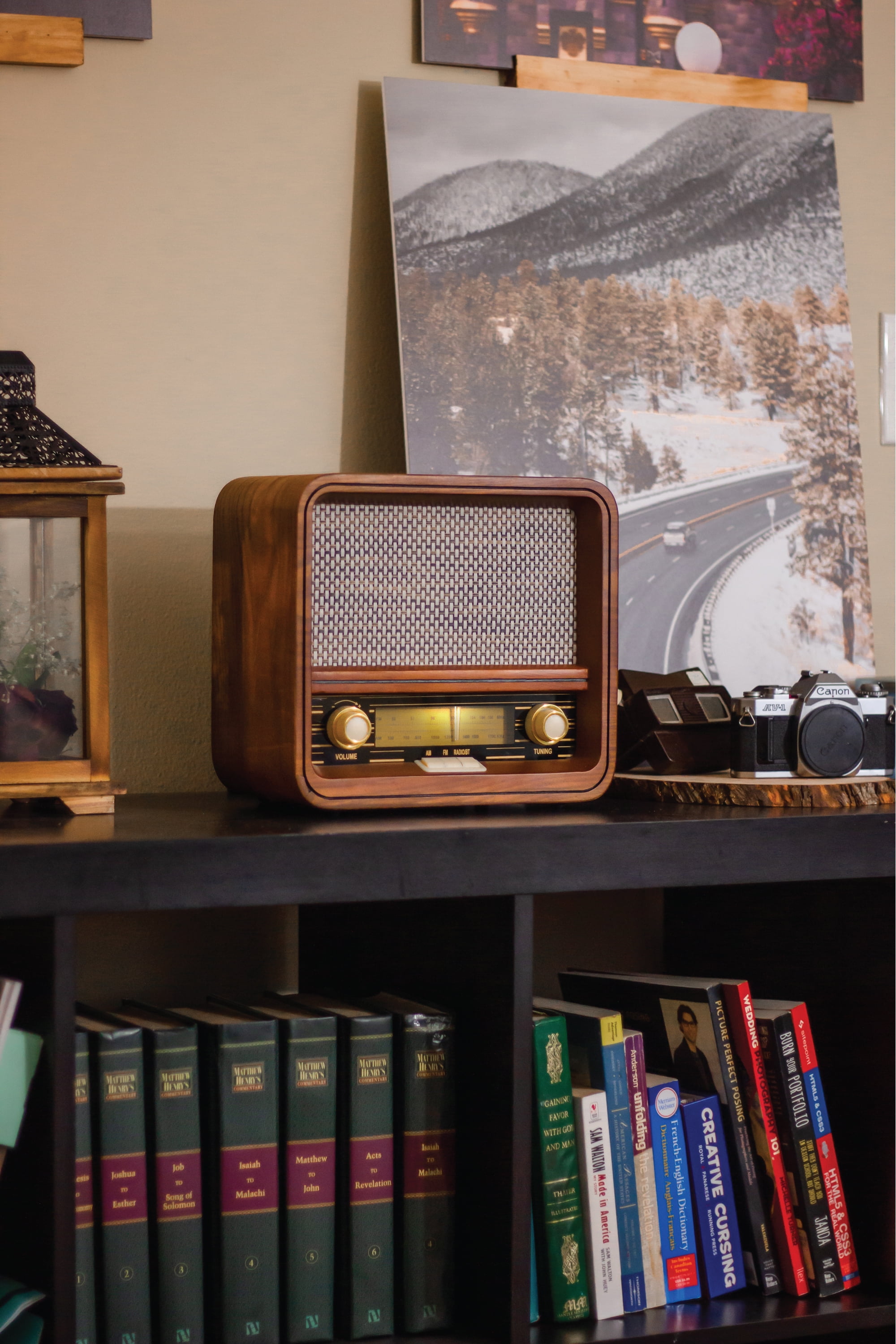 Fuse RAD Vintage Wood Retro Radio | AM/FM Radio with Bluetooth, Wireless Charger & AUX Input | Mid Century Modern Style | Handcrafted Ashtree Wood