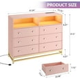 thumbnail image 3 of Kojooin Modern Dresser with RGB LED Lighting, 4 AC + 2 USB Charging Station, 6 Spacious Drawers, Durable MDF & Metal Legs, Easy Assembly,Multifunctional Storage for Bedroom/Living Room, 3 of 7