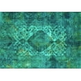 thumbnail image 1 of Ahgly Company Machine Washable Indoor Rectangle Oriental Turquoise Blue Industrial Area Rugs, 4' x 6', 1 of 4