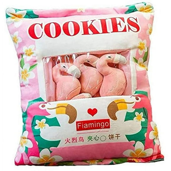 A Bag of Flamingo Plush Toy Stuffed Soft Snack Pillow Plush Toy,8 Small Flamingo Pillow in It,Stuffed Toy Game Pillow Cushion Gift for Girlfriend Christmas Gift