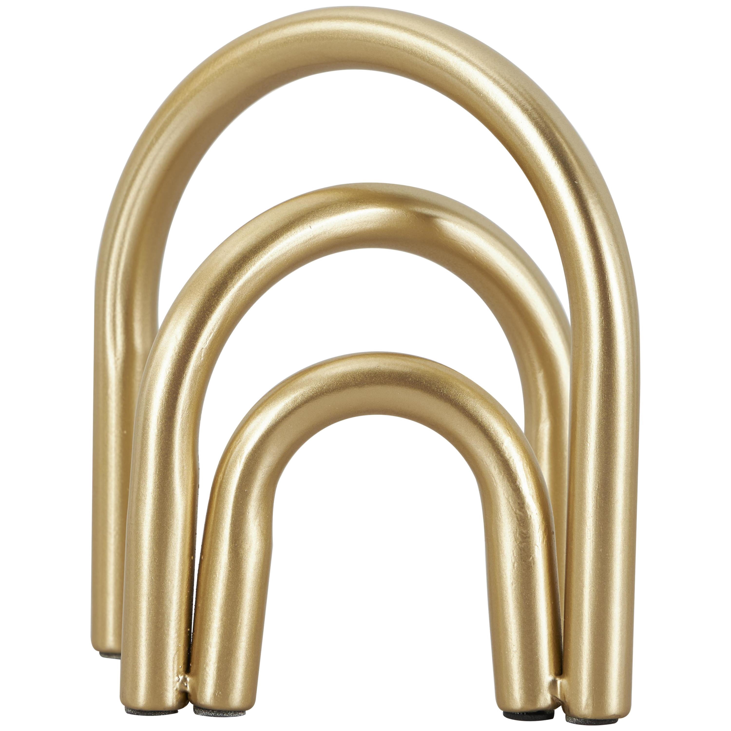 7" x 8" Gold Metal Overlapping Arch Geometric Sculpture, by DecMode