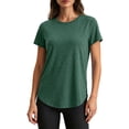 thumbnail image 2 of hoksml Women's Short Sleeve Crew Neck Top, Back Cutout Athletic Shirt, Casual Heather Running T-Shirt, 2 of 8