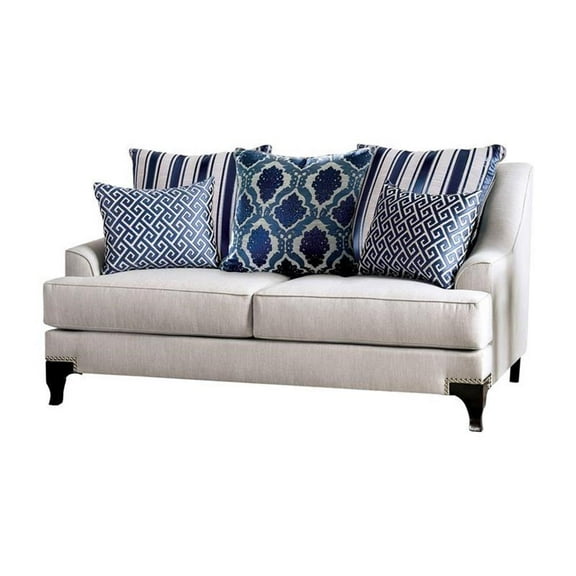 Bowery Hill Transitional Chenille Loveseat in Light Gray Finish