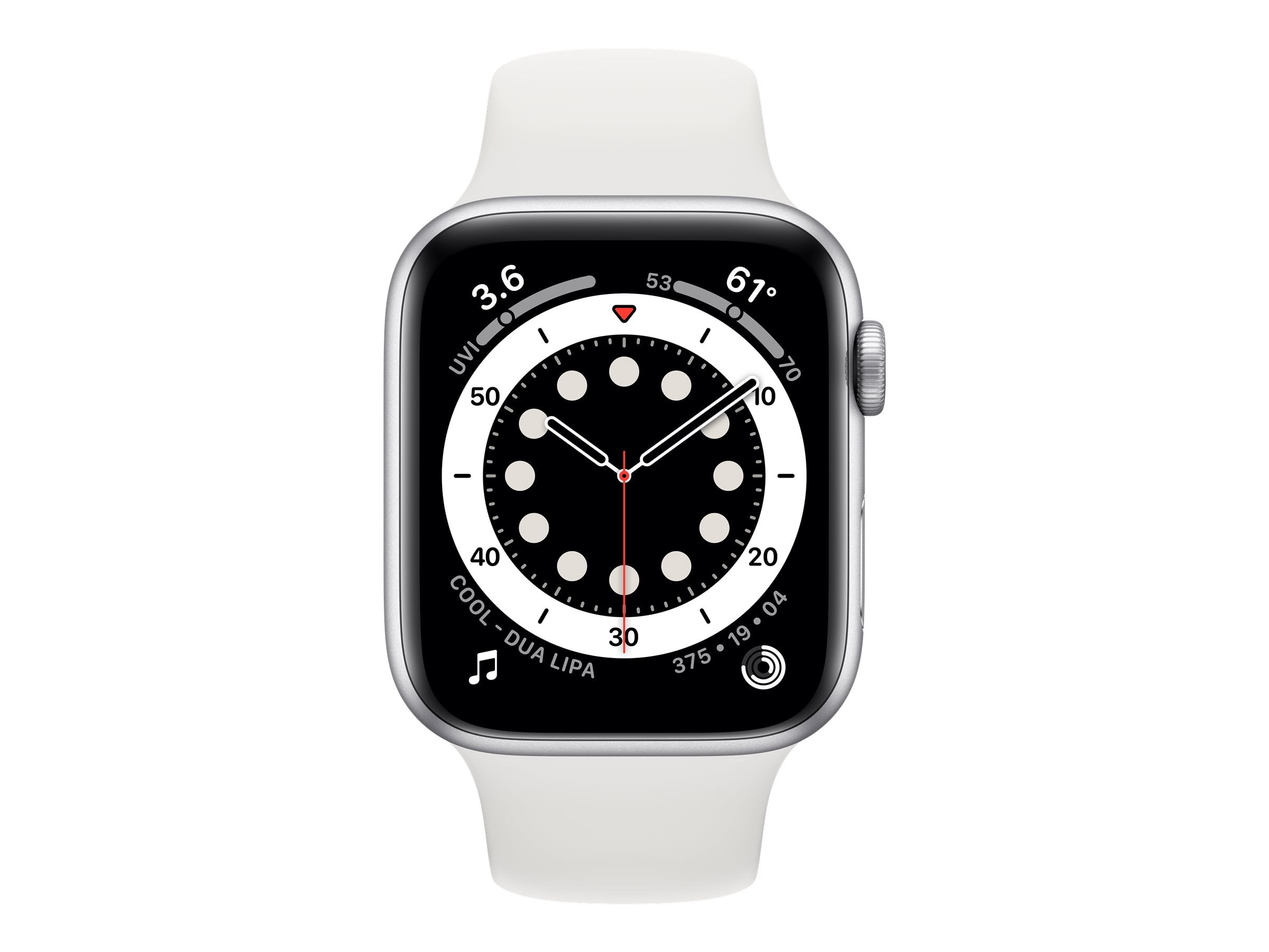 Apple Watch Gen 6 Series 6 Cell 44mm Silver Aluminum - White Sport Band  M07F3LL/A - Walmart.com