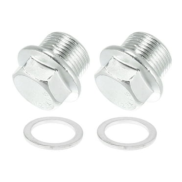 Unique Bargains 2 Pcs M22 x 1.5 Steel Vehicle Engine Oil Drain Plug Screw with Seal Ring for GM Silver Tone