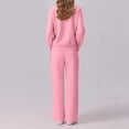 thumbnail image 4 of WTOBBY Women's 2 Piece Casual Round Neck Sportswear Set with Multi-Pocket Wide Leg Athletic Pants, Loose Fit Tracksuit Outfit for Women,Pink XL, 4 of 4