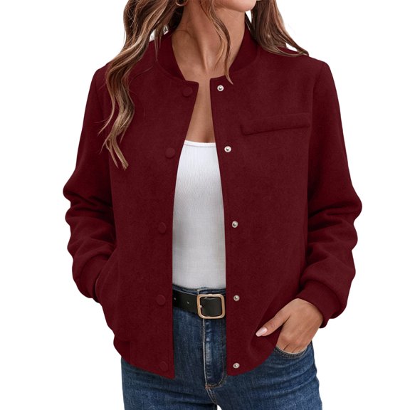 Kaemgyyd Jacket Women Casual Button down Coat Lightweight Spring Fashion Soild Color Outwear with Pockets Long Sleeve Clothes