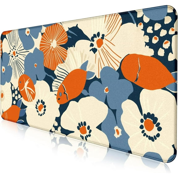 Cute Anime Flower Mouse Pad, Women's Office Desk Accessory Decoration, Expanded Mouse Pad 35.4 x 15.7 x 0.12 Inch Sewn Edge Non Slip Rubber Base