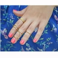thumbnail image 3 of Teissuly 6pcs / Set Gold Rings Crystal Above Knuckle Stacking Band Midi Mid Ring, 3 of 5