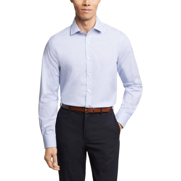 Tommy Hilfiger Mens Regular Fit Button Down Dress Shirt, Blue, 14.5" Neck 32-33" Sleeve